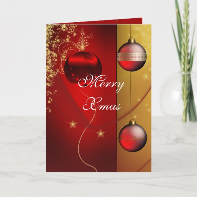 Card Merry Xmas Red Balls (Front)