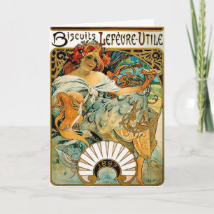 Card: Mucha - Biscuits Lefevre Utile Holiday Card