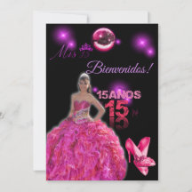 card of 15 black with fuxia bienvenidos