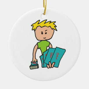 Card Player Ceramic Ornament