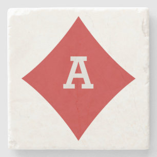 Card Player custom monogram coaster - Diamond