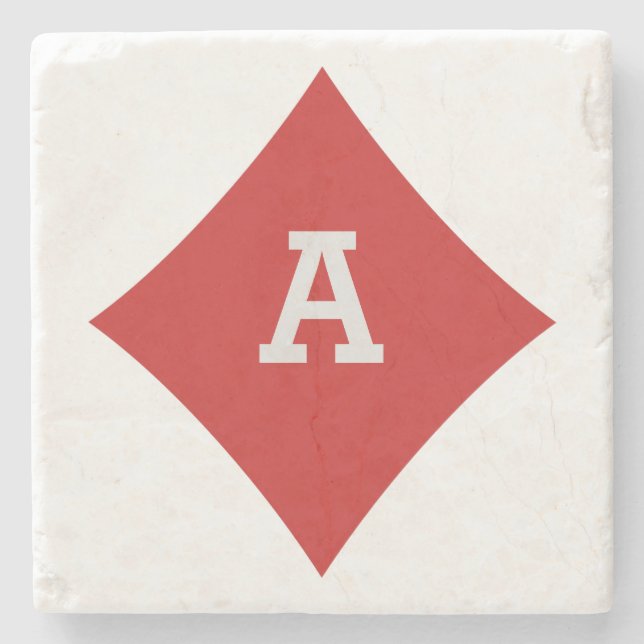 Card Player custom monogram coaster - Diamond (Front)