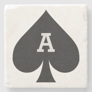 Card Player custom monogram coaster - Spade
