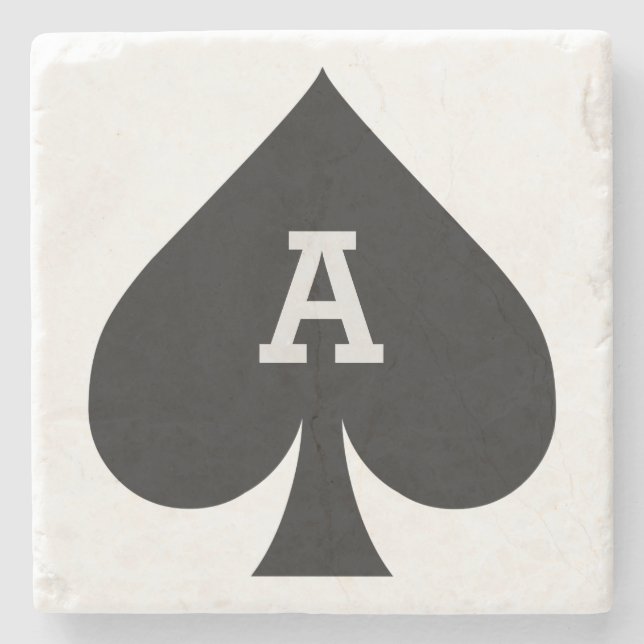 Card Player custom monogram coaster - Spade (Front)