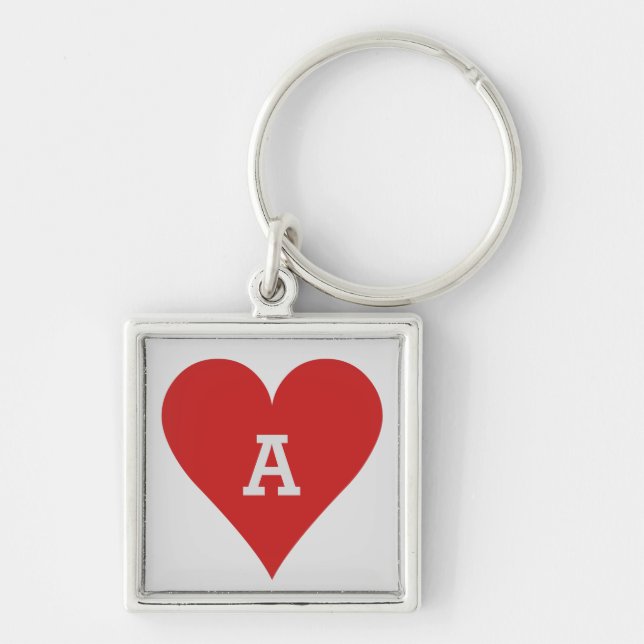 Card Player custom monogram key chains - Heart (Front)