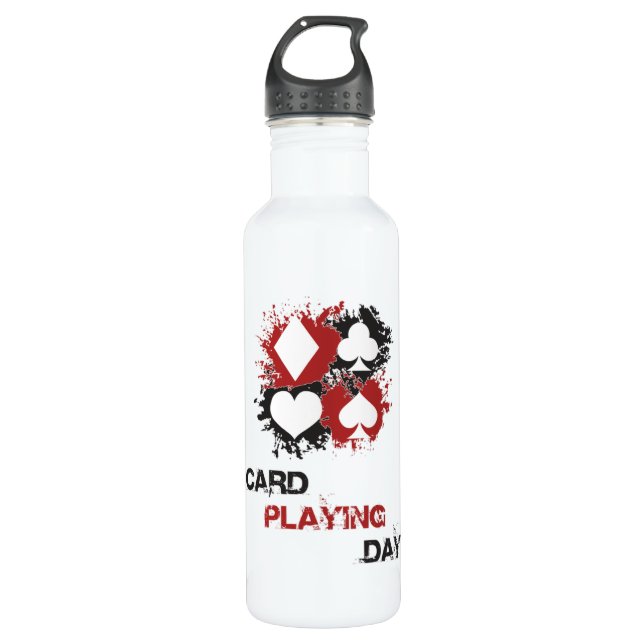 Card Playing Day Ace Cards Poker Casino Game Gift 710 Ml Water Bottle (Front)