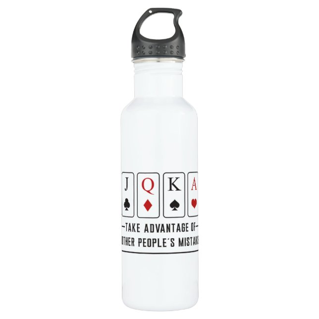 Card Playing Day Ace Cards Poker Casino Game Gift 710 Ml Water Bottle (Front)