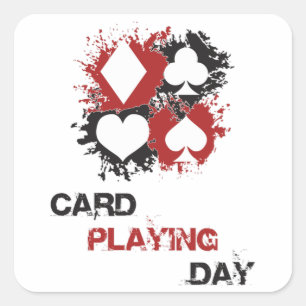 Card Playing Day Ace Cards Poker Casino Game Gift Square Sticker