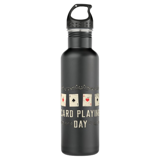Card Playing Day Cards Poker Casino Game Ace Gift 710 Ml Water Bottle (Front)