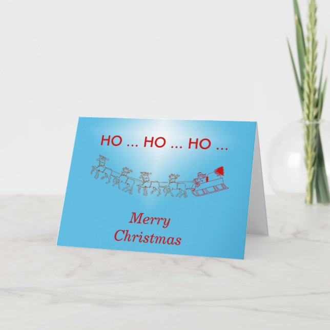 Card - Santa and Sleigh with Christmas Star (Front)