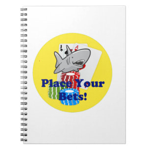 Card Shark Place Your Bets Funny Gambling Cartoon Notebook