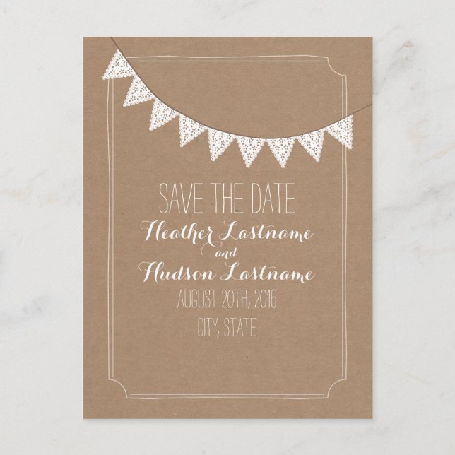 Card Stock Inspired Eyelet Bunting Save The Date (Front)