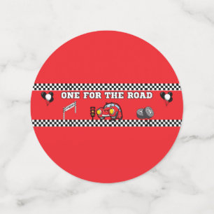 CARD STOCK RACING CAR RED BLACK CHECKERED CONFETTI