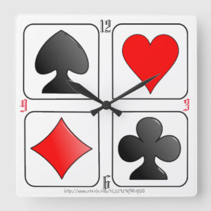 "Card Suite Clock" Square Wall Clock