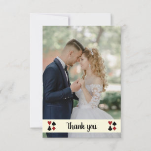 Card Suits Black Cream Photo Wedding Thank You