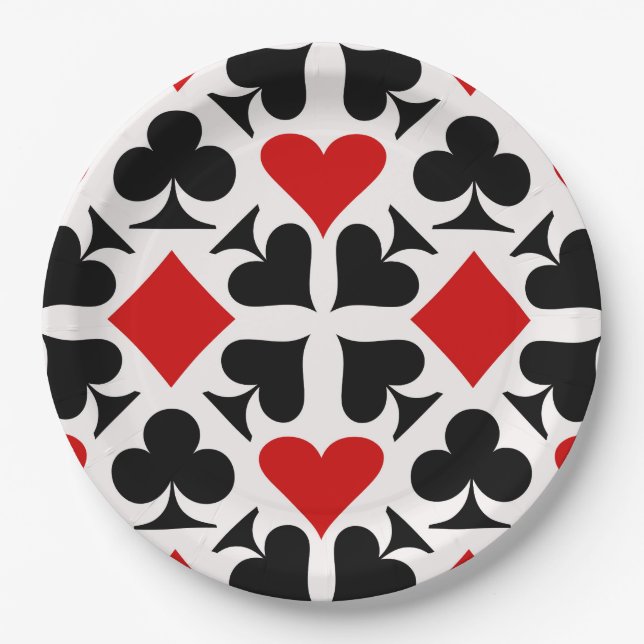 Card Suits Pattern Paper Plate (Front)