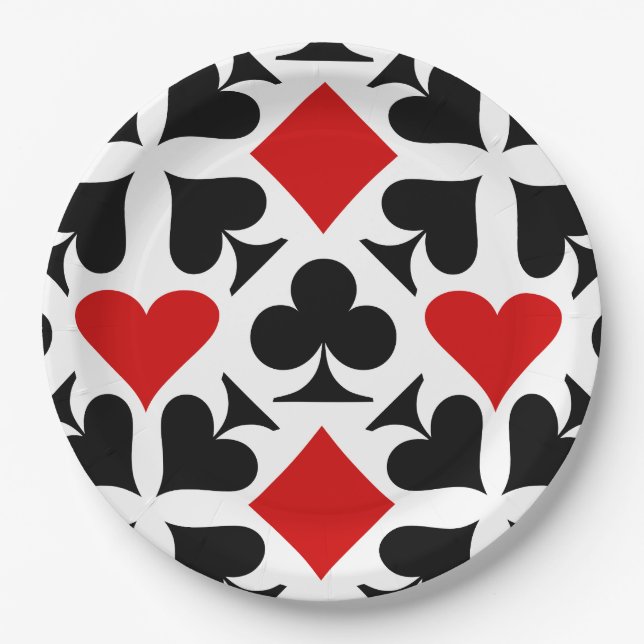 Card Suits Pattern Paper Plate (Front)