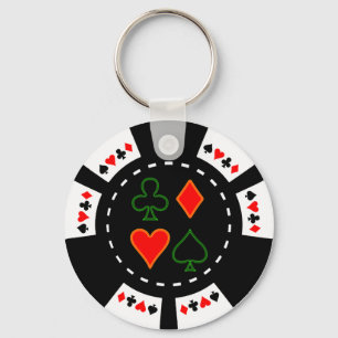 CARD SUITS POKER CHIP KEY RING