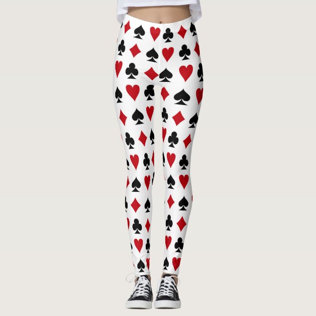 Card Suits Poker Style Lucky Leggings (Front)