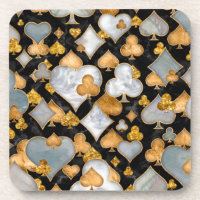 Card Suits Symbols pattern - Black, Pearl and Gold