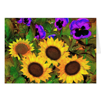 Card Sunflowers And Pansies