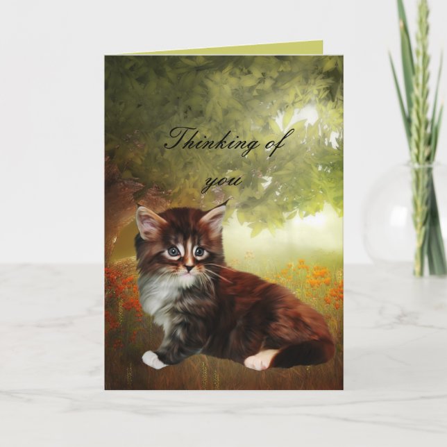 Card  "Thinking of you" Cat Kitten (Front)