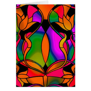 Card Vintage Art Stained Glass Colourful