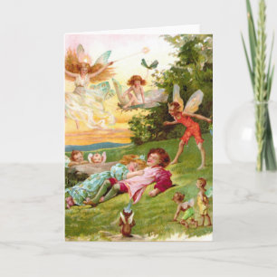 Card-Vintage Valentine's Fairy elves love card