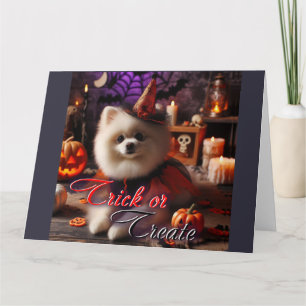 Card with a print of a white Pomeran