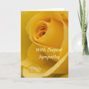 Card - With Deepest Sympathy Yellow Rose with Rain
