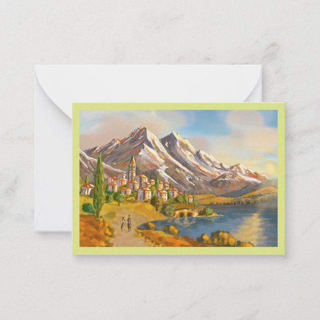 Card with mountain and lake, with envelope (Front)