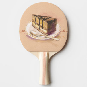 Card with painted watercolor cake ping pong paddle