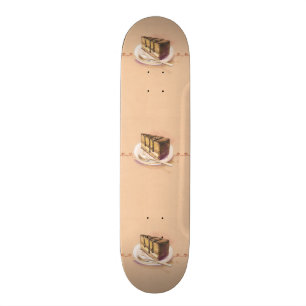 Card with painted watercolor cake skateboard