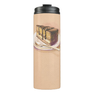 Card with painted watercolor cake thermal tumbler