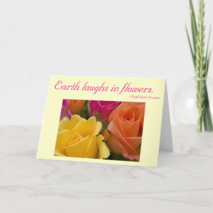 Card with Quote - Bright roses orange pink yellow