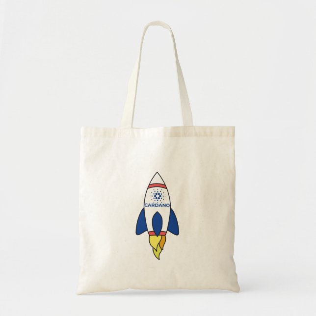 Cardano To The Moon Rocket Tote Bag (Front)