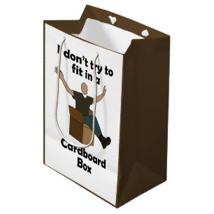 Cardboard Box Not Trying To Fit In Farewell Party Medium Gift Bag