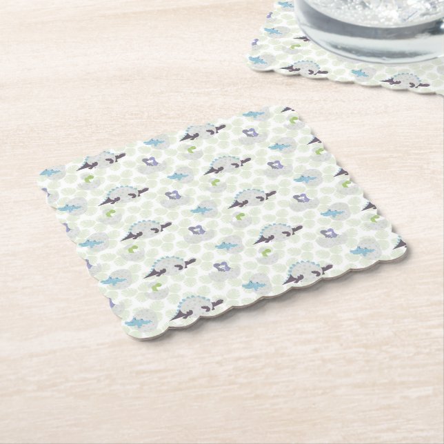 Cardboard boxes with dinosaur eggs paper coaster (Angled)