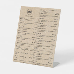 Cardboard Business Price List Logo Pedestal Sign