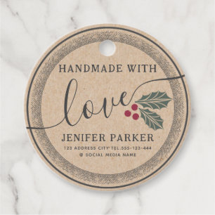 Cardboard holiday holy berry handmade favour tags