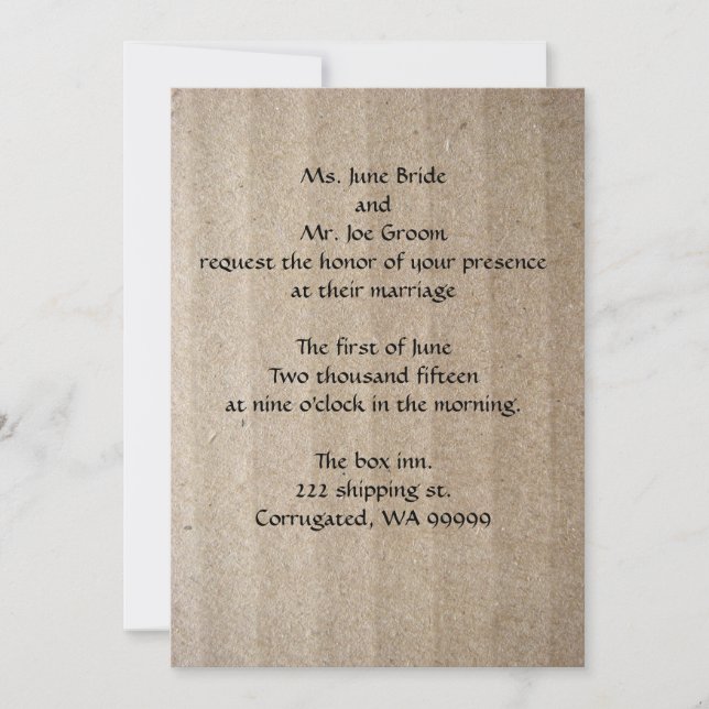 Cardboard Illusion Wedding Invitation (Front)