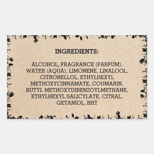 Cardboard Ingredients Product Label Natural Leaves (Front)