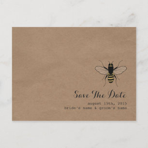 Cardboard Inspired Honey Bee Save The Date Announcement Postcard