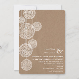 Cardboard Inspired Twine Globes Wedding Invitation