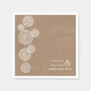 Cardboard Inspired Twine Globes Wedding Napkins