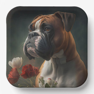 Cardboard plates dog Boxer