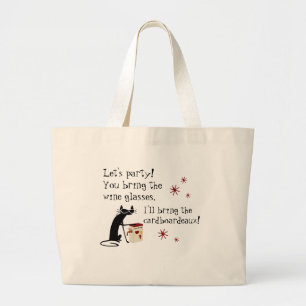 Cardboardeaux for Box Wine Funny Quote Cat Large Tote Bag