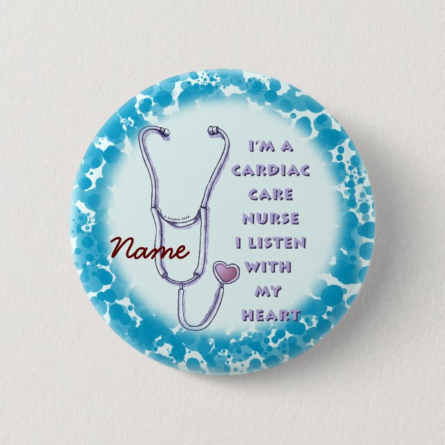 Cardiac Care Nurse Heart 6 Cm Round Badge (Front)