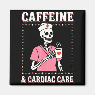 Cardiac Care Nurse Valentine Skeleton Coffee Caffe Magnet