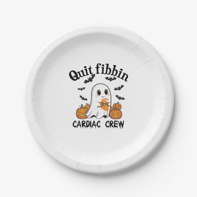 Cardiac Crew Funny Boo-Ghost Pumpkin Paper Plate (Front)
